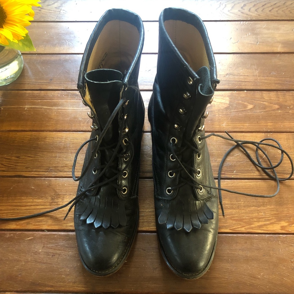 Loredo leather boots, lace up, kiltie 8.5